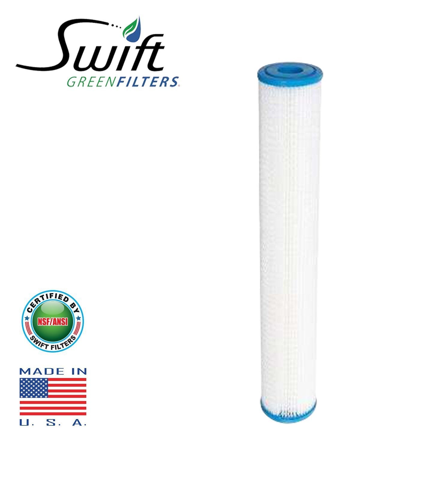 5 Micron Polyester Pleated Washable Sediment Water Filter 2.5" x 20" by Swift Green Filters - The Filters Club