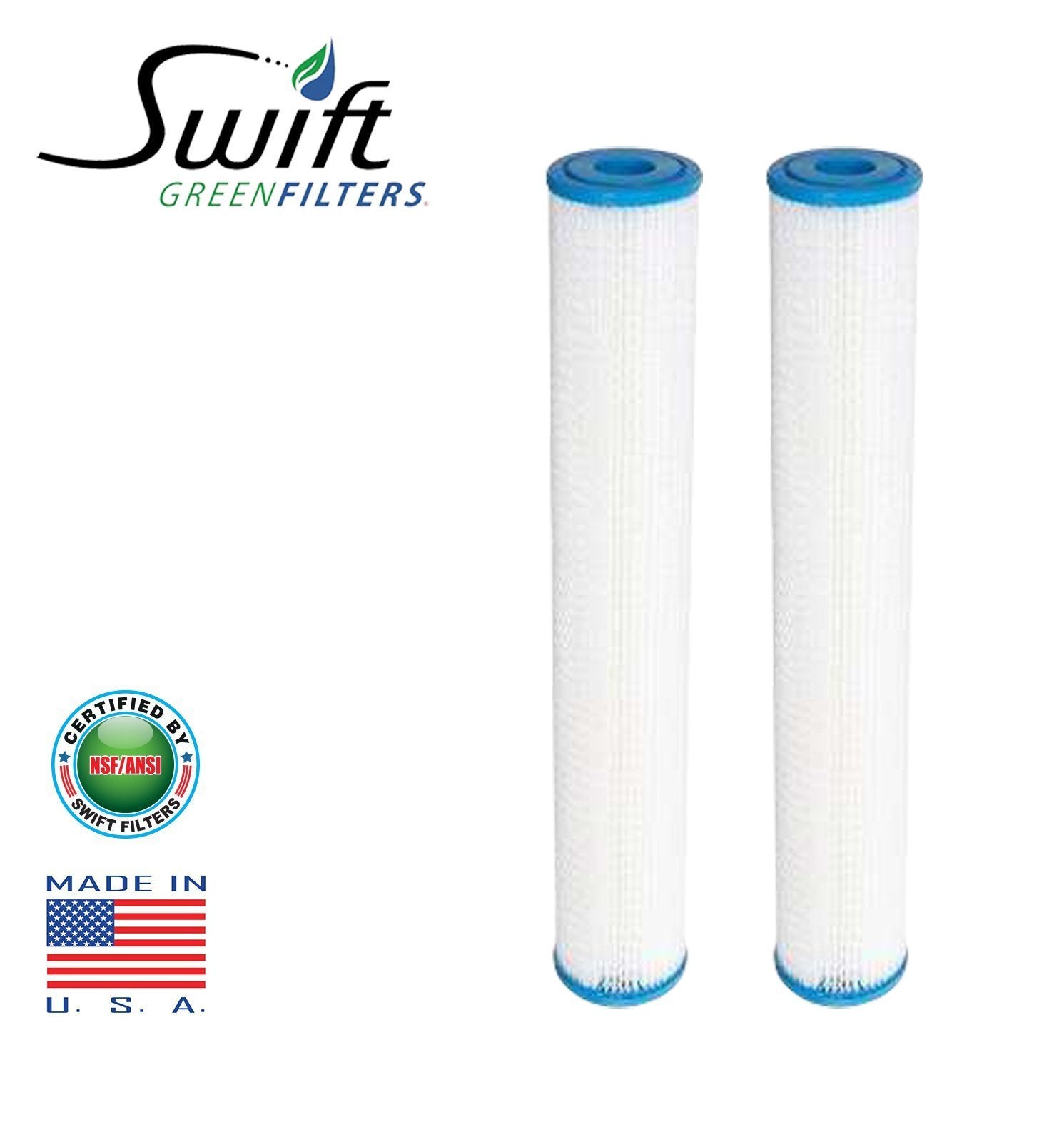 5 Micron Polyester Pleated Washable Sediment Water Filter 2.5" x 20" by Swift Green Filters - The Filters Club