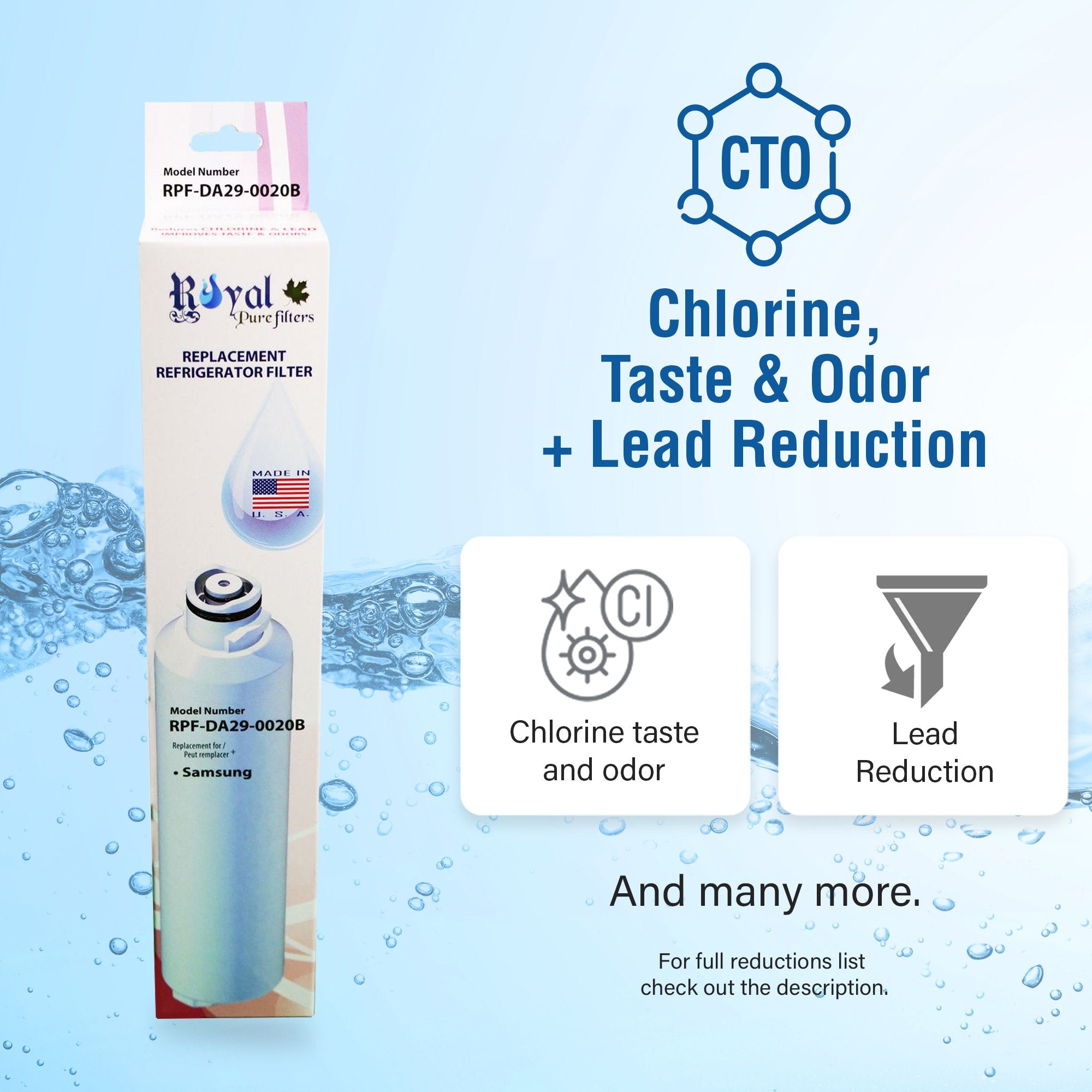 Samsung DA2900020B/20A/19A Compatible CTO Refrigerator Water Filter