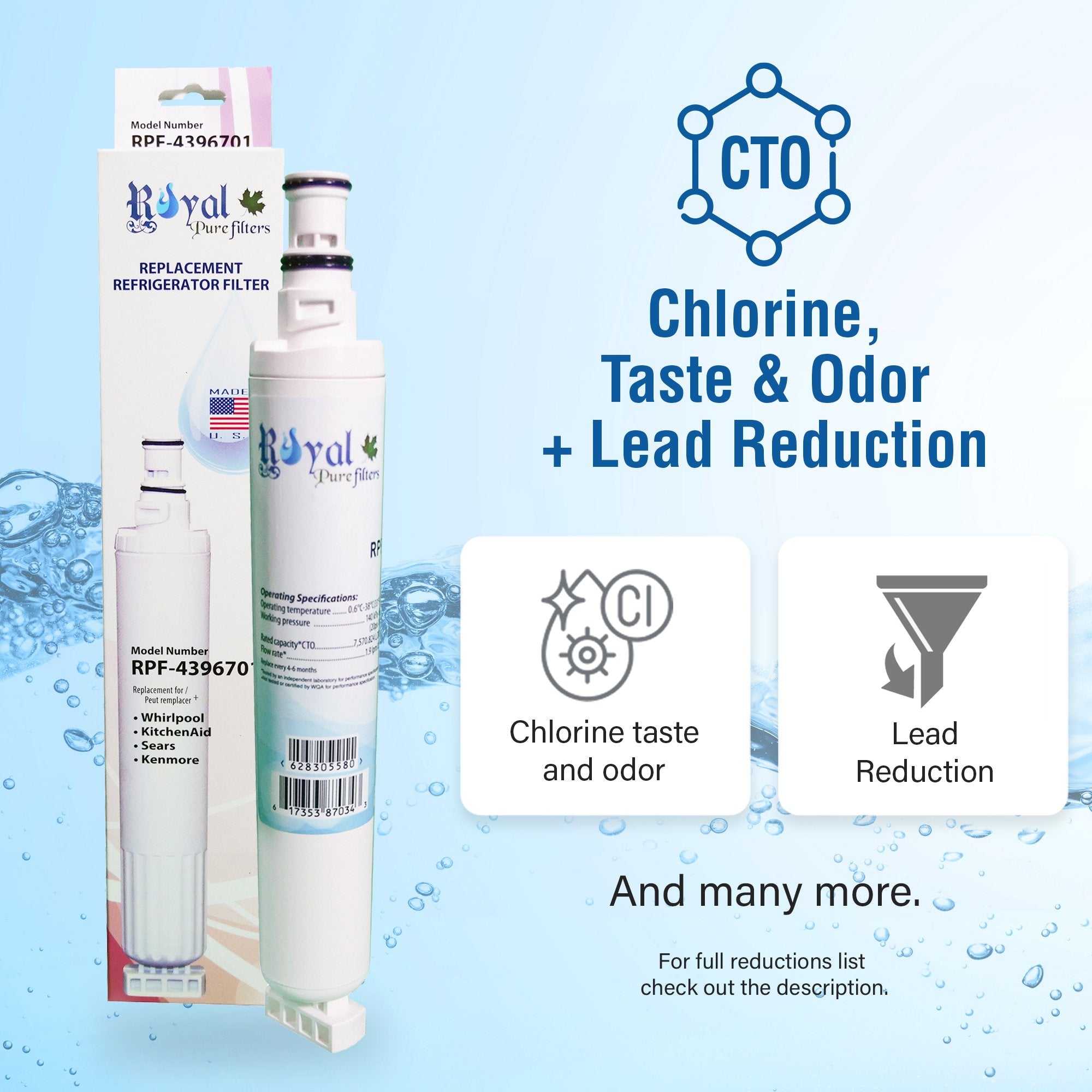 EveryDrop EDR6D1, Whirlpool 4396701/6701 & Kenmore 46-9915 Compatible CTO Refrigerator Water Filter