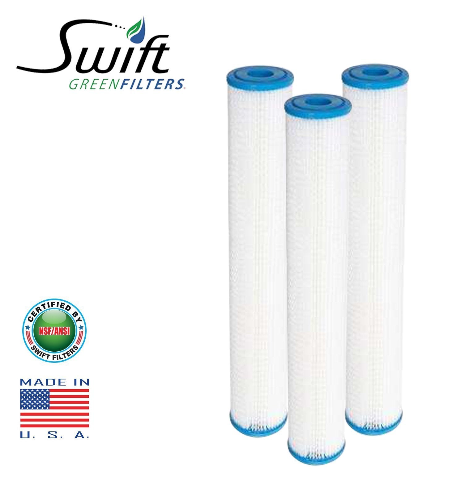 5 Micron Polyester Pleated Washable Sediment Water Filter 2.5" x 20" by Swift Green Filters - The Filters Club