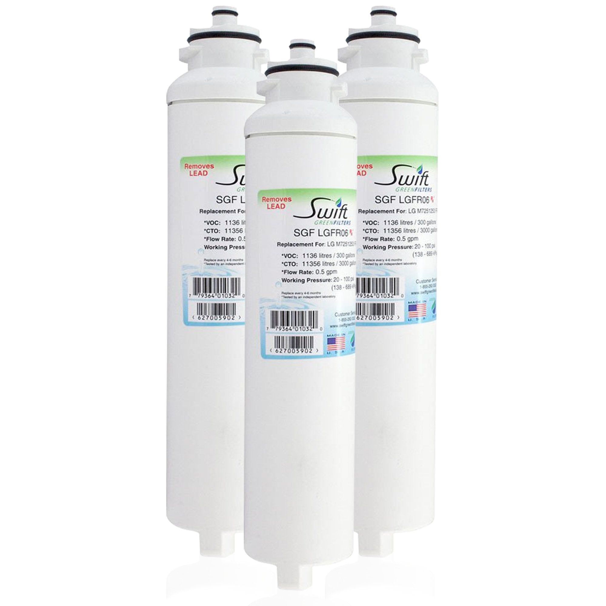 LG M7251242FR-06, M7251252FR-06 & EcoAqua EFF-6028A Compatible Pharmaceutical Refrigerator Water Filter 3 pack