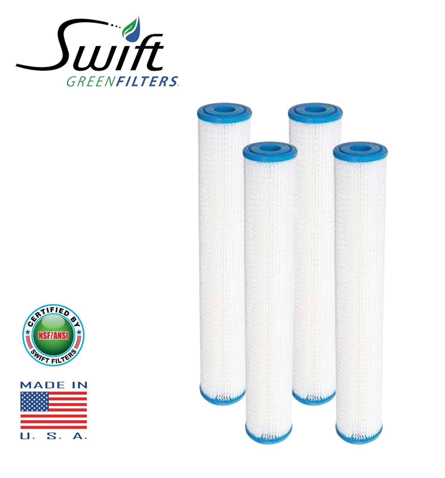 5 Micron Polyester Pleated Washable Sediment Water Filter 2.5" x 20" by Swift Green Filters - The Filters Club