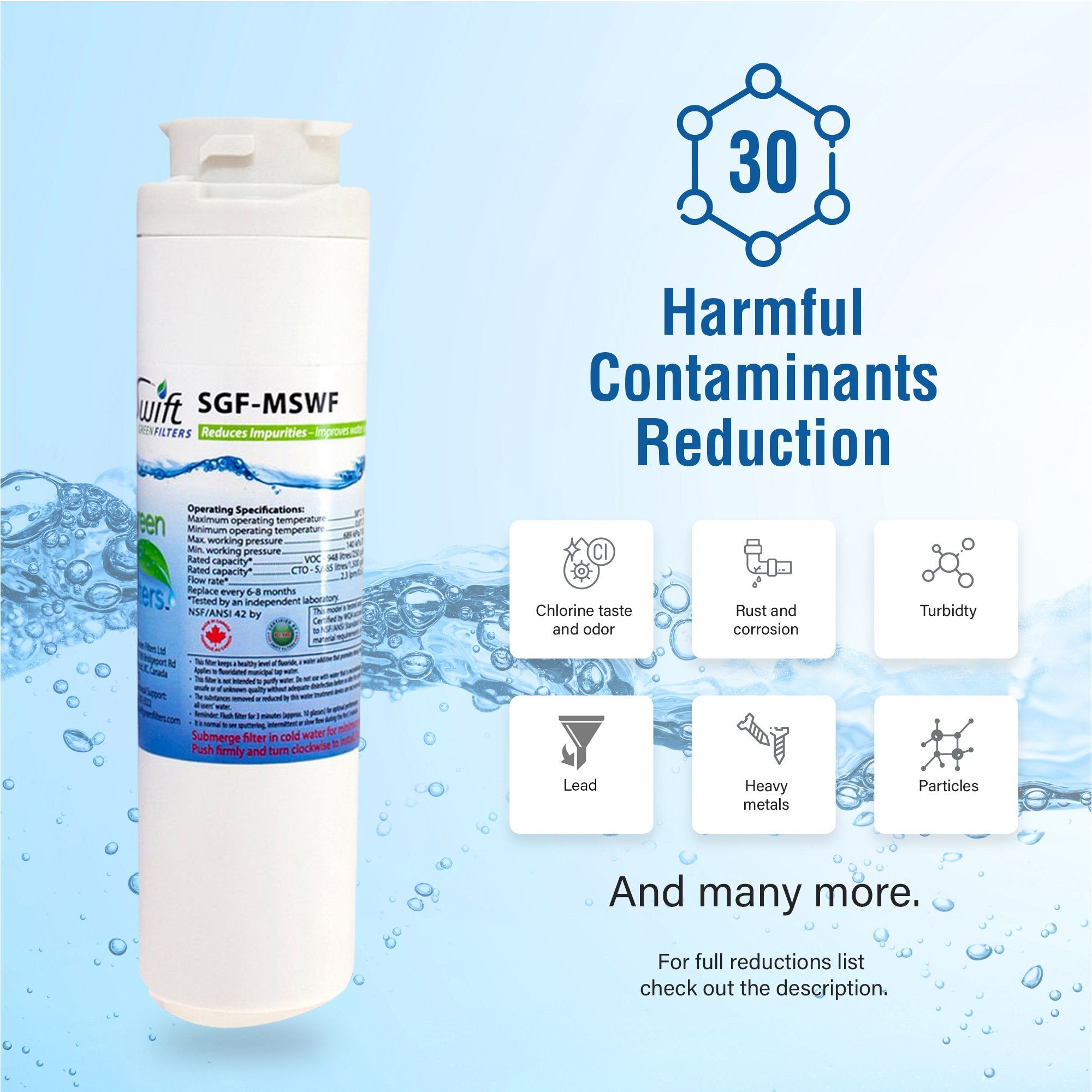 GE MSWF, PS1559689, MSWF3PK & Tier 1 RWF1062 Compatible VOC Refrigerator Water Filter