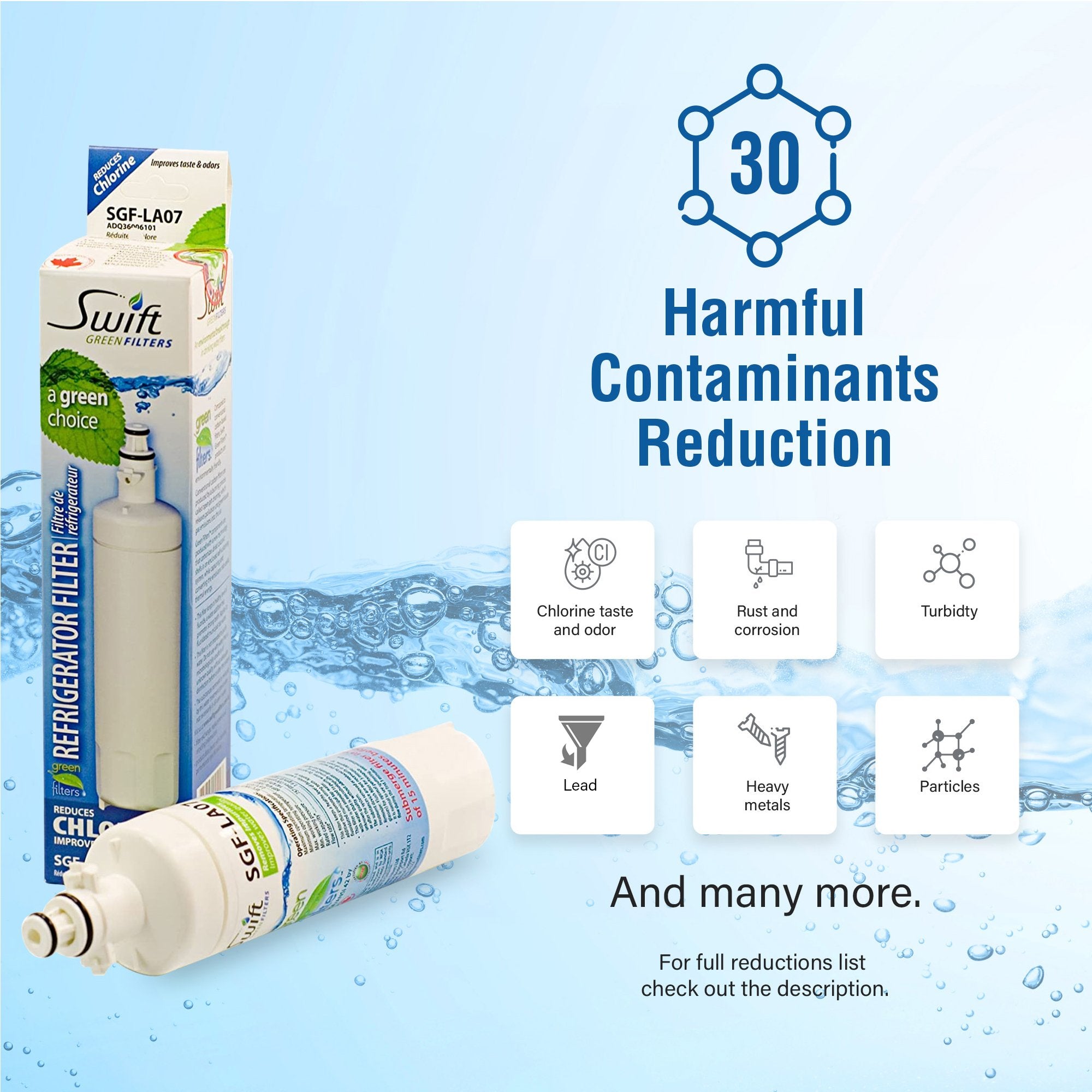 LG ADQ36006102, ADQ36006101, lt700p & Insignia LFX31945ST Compatible VOC Refrigerator Water Filter